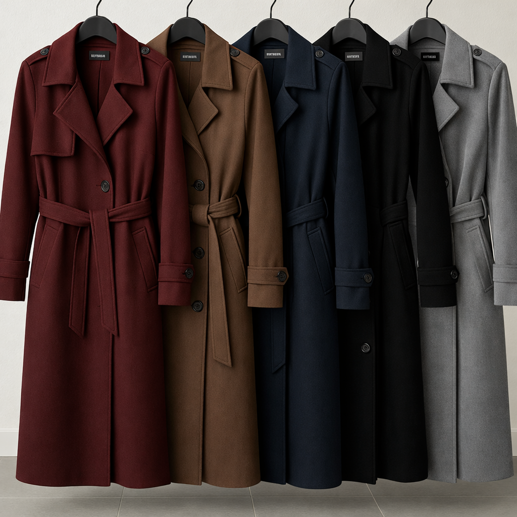 Manteau long en suédine avec ceinture