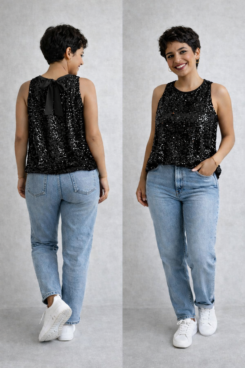 Top à sequins nœud  au dos