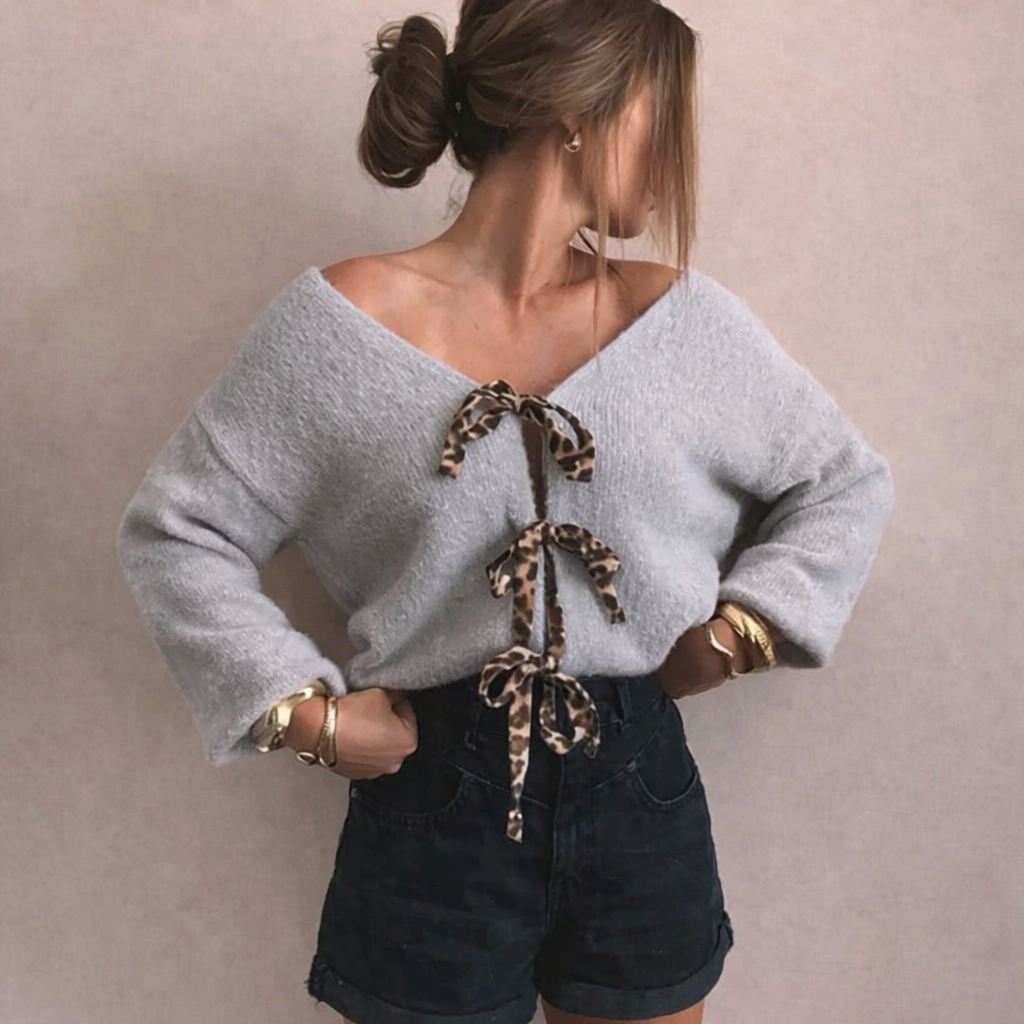 Gilet en maille avec nœuds léopard