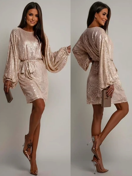 Robe à sequins avec ceinture